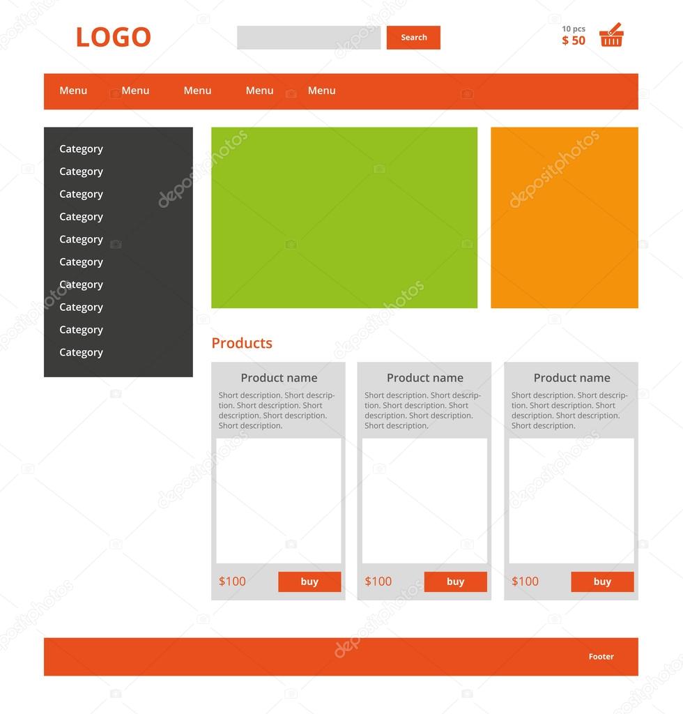 Modern graphic web template of Internet business. Clear webdesig
