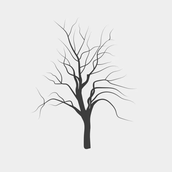 Dessin vectoriel silhouettes d'arbre sans feuilles — Image vectorielle