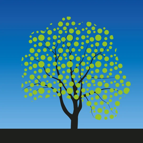 Векторний малюнок дерева з зеленим листям — стоковий вектор