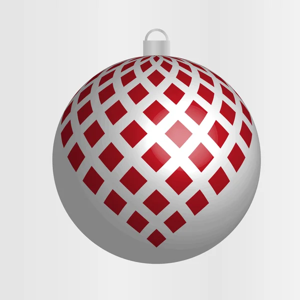 Silver Christmas bulb with red pattern — Stock Vector