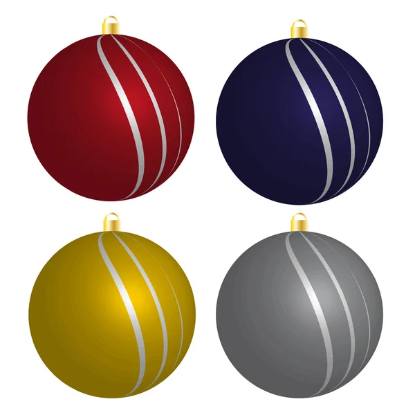 Set of four colorful Christmas bulbs — Stock Vector