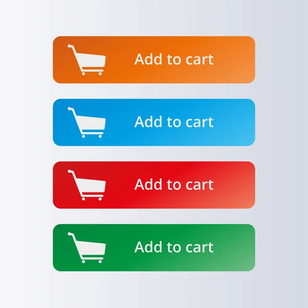 Knappar med ikoner för online-butik. Lägg till i kundvagn — Stock vektor