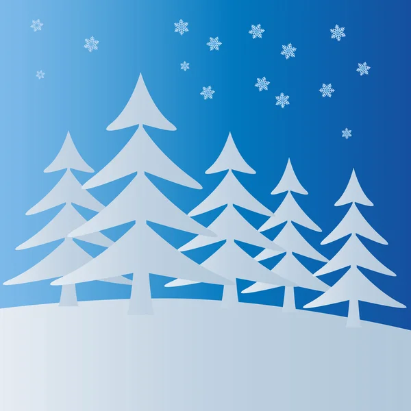 Zimní krajina se sněhem a stromy — Stockový vektor