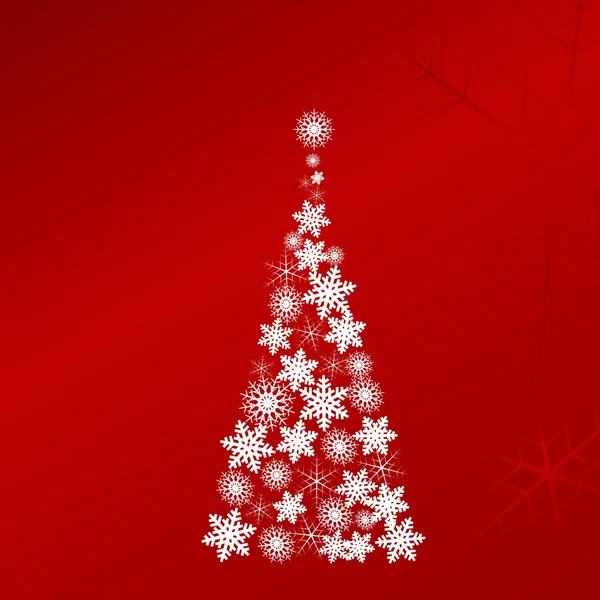 Árbol de Navidad vector blanco sobre fondo rojo brillante — Archivo Imágenes Vectoriales