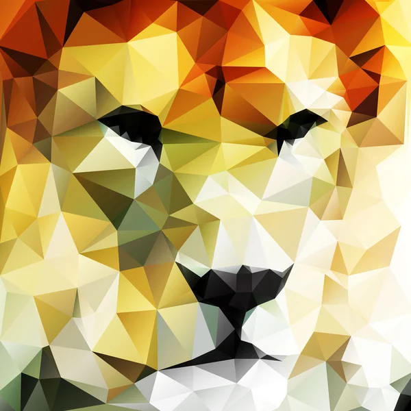 Dibujo abstracto vectorial de la cabeza de un león formado por triángulos — Vector de stock