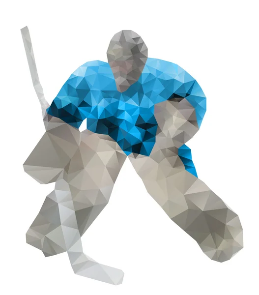 Gardien de hockey. Dessin vectoriel créé à partir de triangles — Image vectorielle