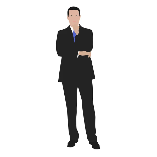 Ilustración vectorial de un hombre pensante en traje gris — Vector de stock