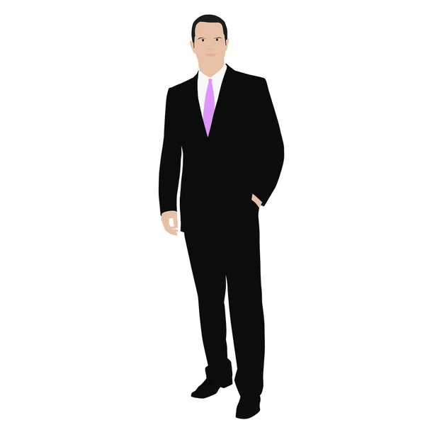 Homem de negócios. Desenho de cor vetorial isolado de um homem em um terno —  Vetores de Stock