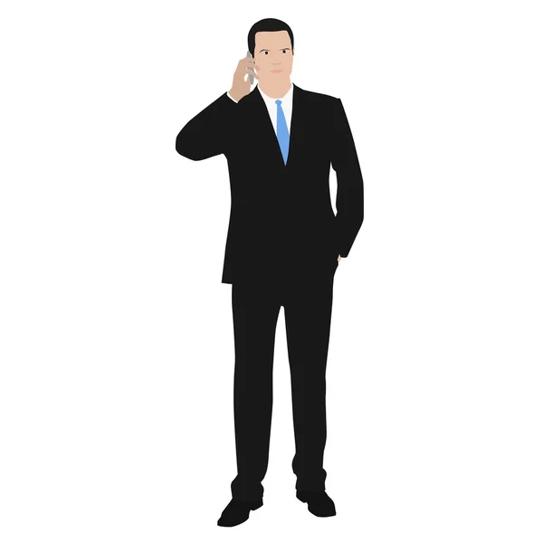 Un hombre de traje al teléfono. Ilustración vectorial — Vector de stock