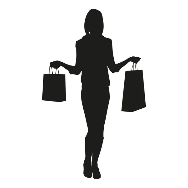 Clip Art Illustration of the Silhouette of a Woman with Shopping ...