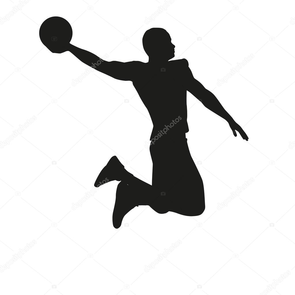 Basketball player isolated on white background, silhouette