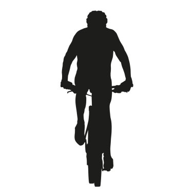 Isolated vector mountain biker silhouette clipart