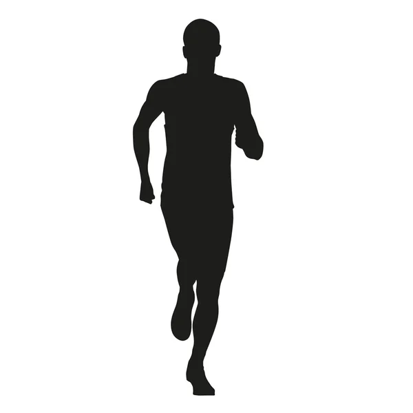 Running young man. Isolated vector silhouette — Stock Vector