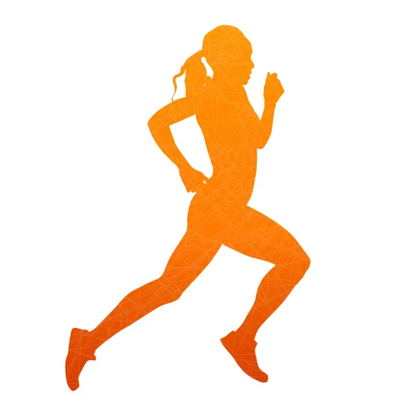 Running vrouw. Abstracte geïsoleerde vector silhouet — Stockvector