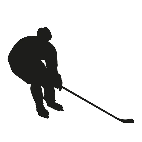 Ice hockey player vector silhouette — Stock Vector