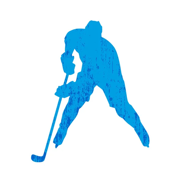 Grunge hockey player silhouette — Stock Vector