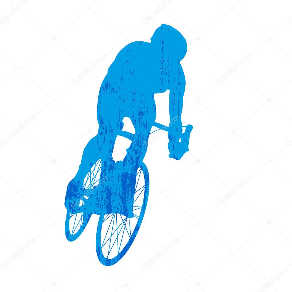 Grunge cyclist silhouette