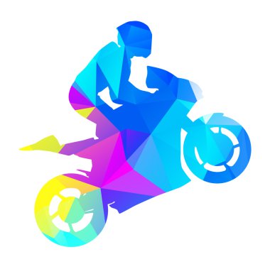 Soyut vektör moto racer. Geometrik grafik stili