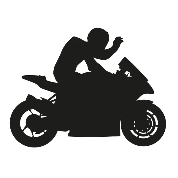 Silhouette eines Motorradfahrers — Stockvektor