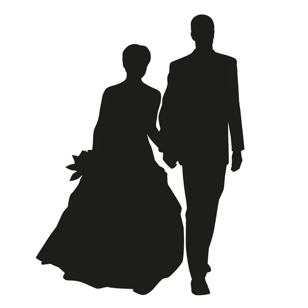 Wedding couple vector silhouette — Stock Vector
