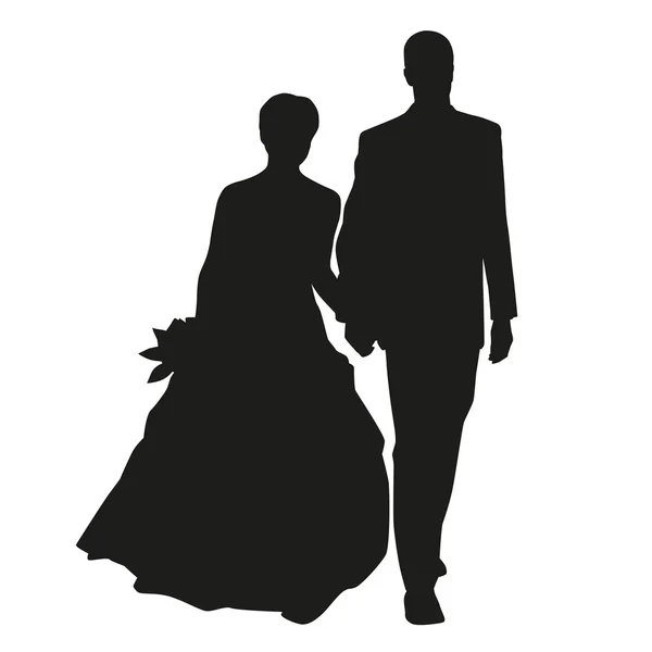 Matrimonio coppia vettore silhouette — Vettoriale Stock