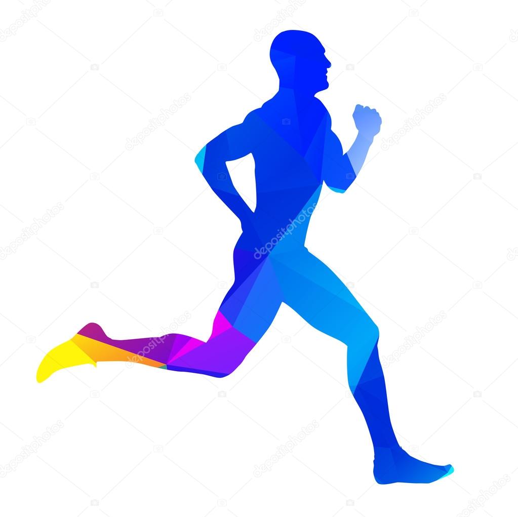 Abstract colorful runner silhouette