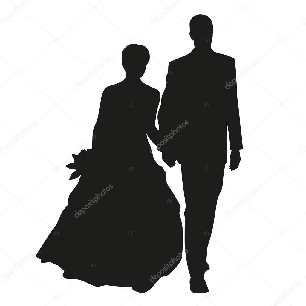 Wedding couple vector silhouette