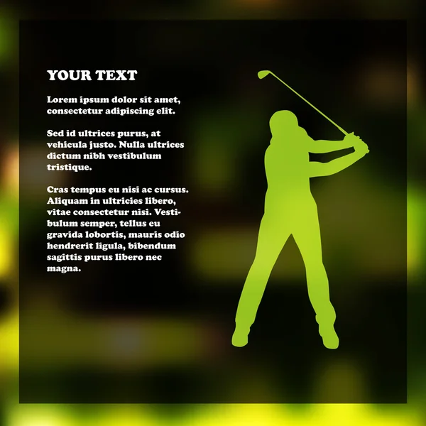 Modello di volantino da golf con silhouette da golfista — Vettoriale Stock