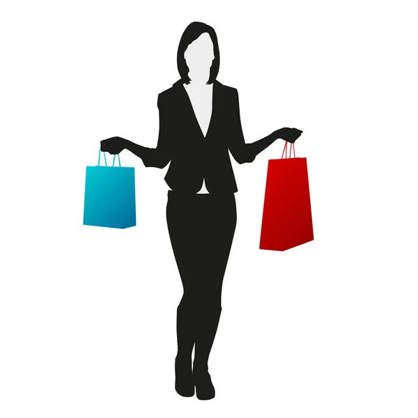 Einkaufen. Vektorsilhouette der Frau — Stockvektor