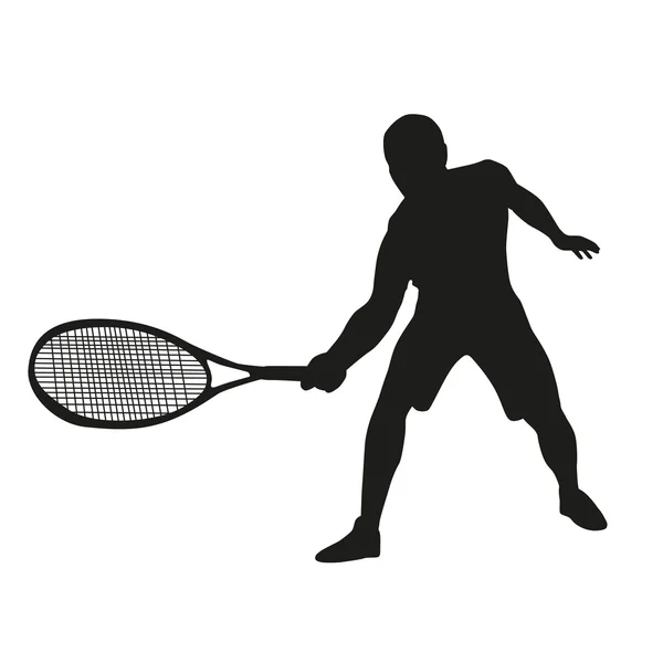テニス プレーヤーのシルエット — ストックベクタ