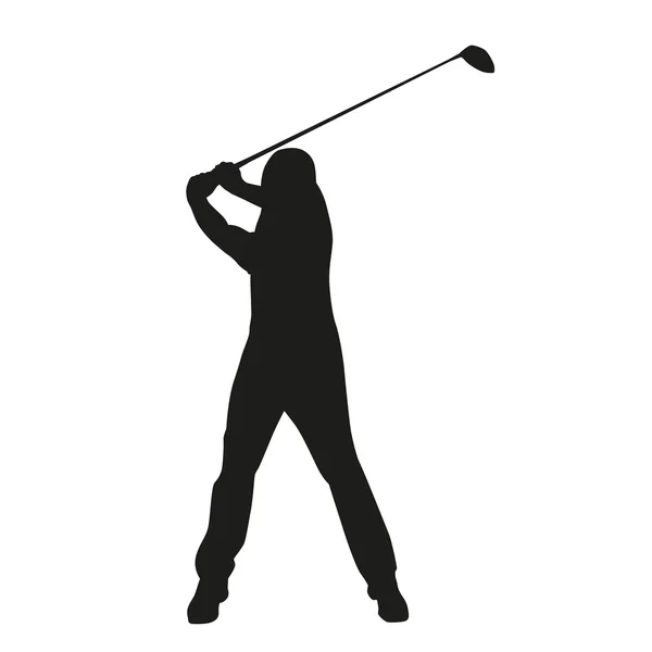 Golfsving. Vector golfspelare siluett — Stock vektor