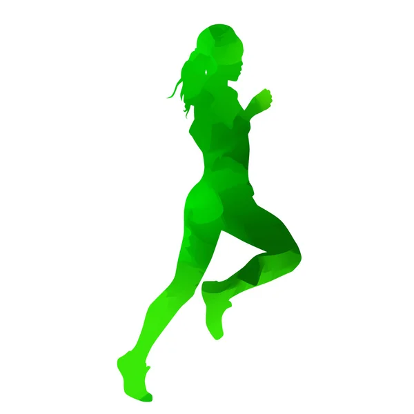 Abstracte groene lopende meisje — Stockvector
