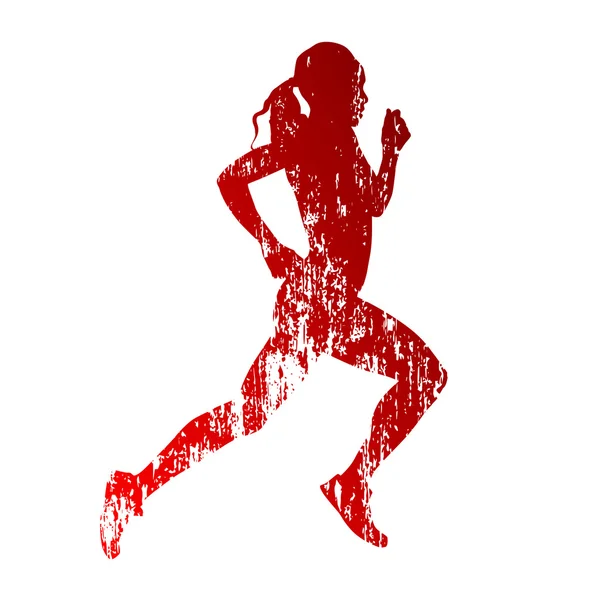 Abstract grungy running woman silhouette — Stock Vector