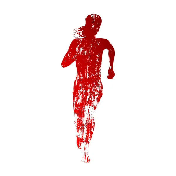 Abstract red running woman silhouette — Stock Vector