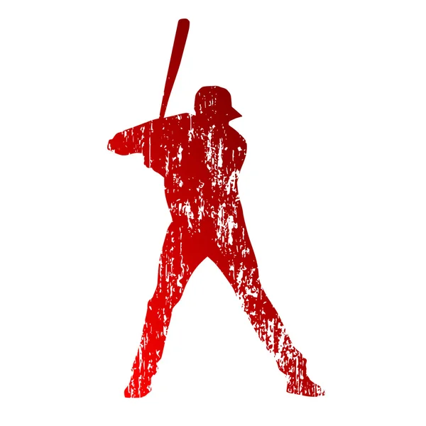 Grungy jugador de béisbol — Vector de stock