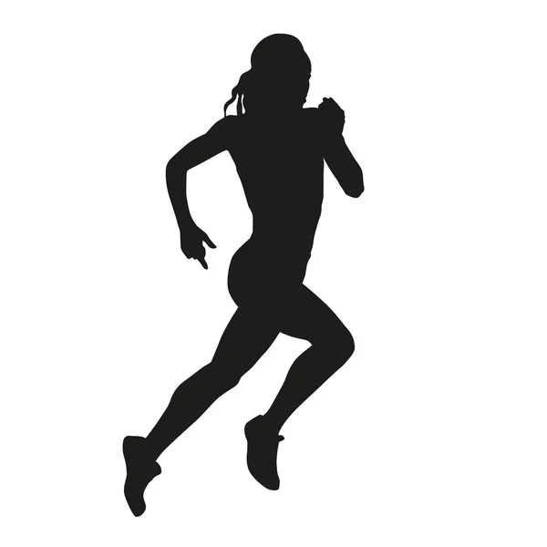 Hardlopen vrouw silhouet — Stockvector