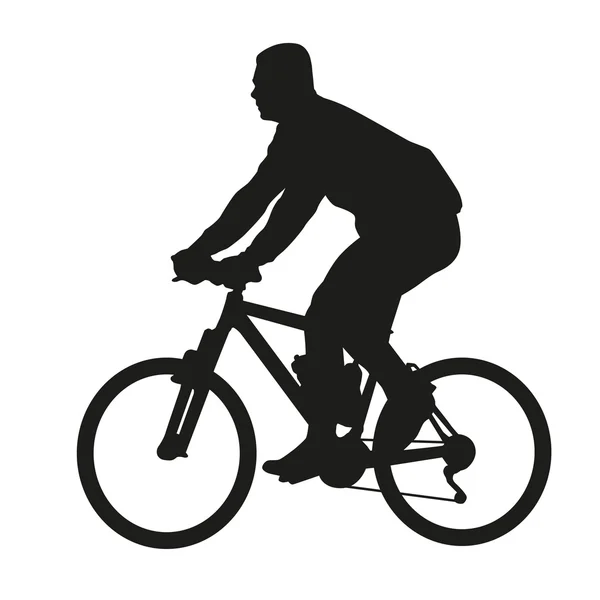 Fietser met de mountainbike. Vector silhouet — Stockvector