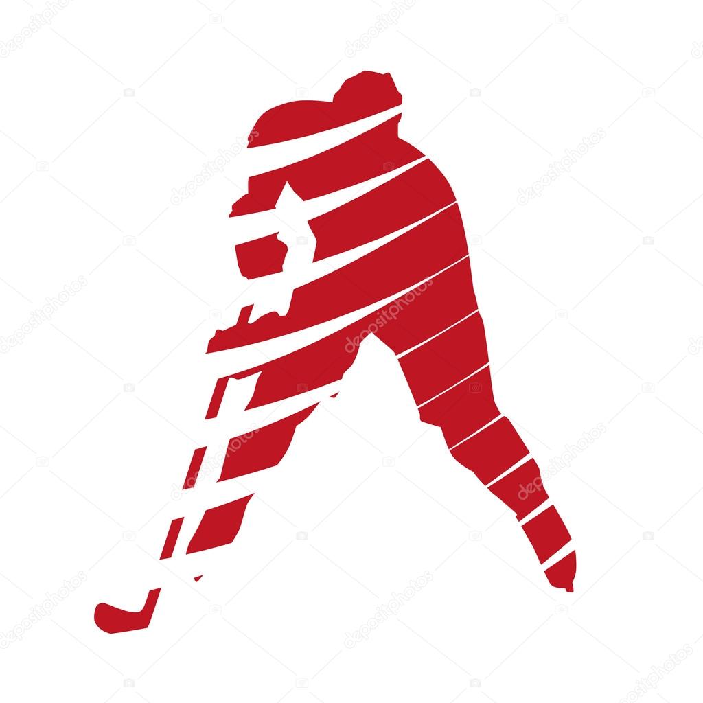Abstract red hockey player