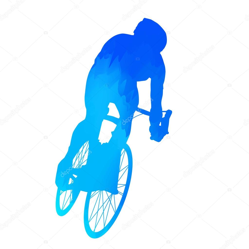 Abstract blue cyclist
