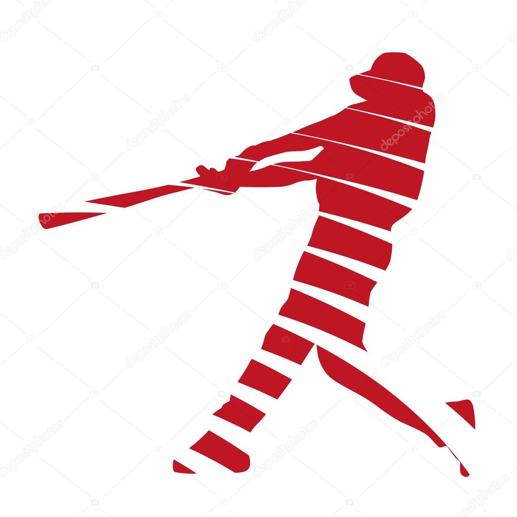 Abstract red baseball player