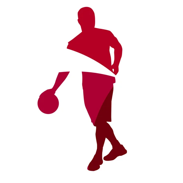 Silhouette abstraite de joueur de basket rouge — Image vectorielle