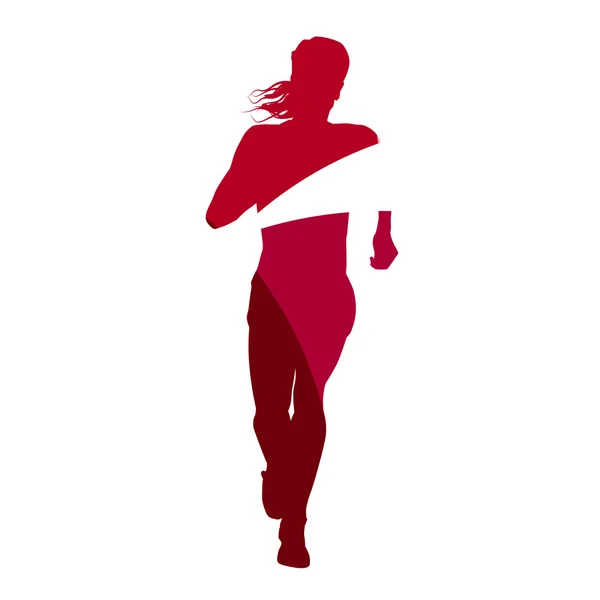 Silueta vectorial roja abstracta de la mujer corriendo — Vector de stock