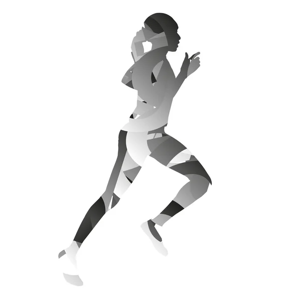 Abstrato monocromático running girl — Vetor de Stock