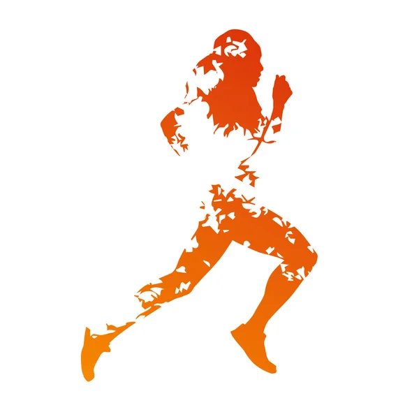 Abstract orange grungy running woman — Stock Vector