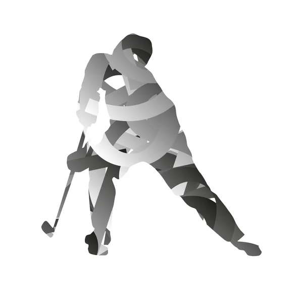 Vector abstracto jugador de hockey sobre hielo monocromático — Vector de stock
