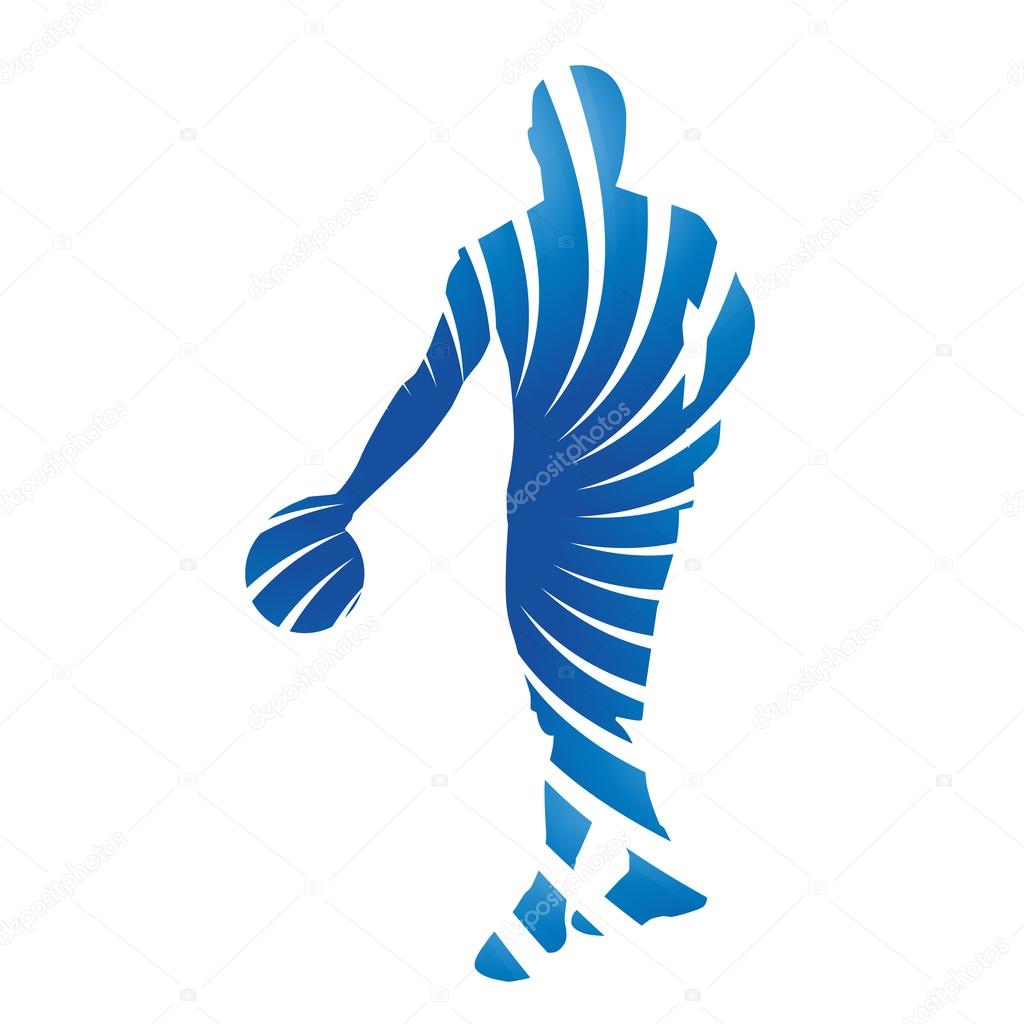 Abstract blue vector basketball player