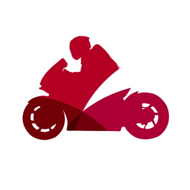 Soyut kırmızı motosiklet binici geometrik siluet