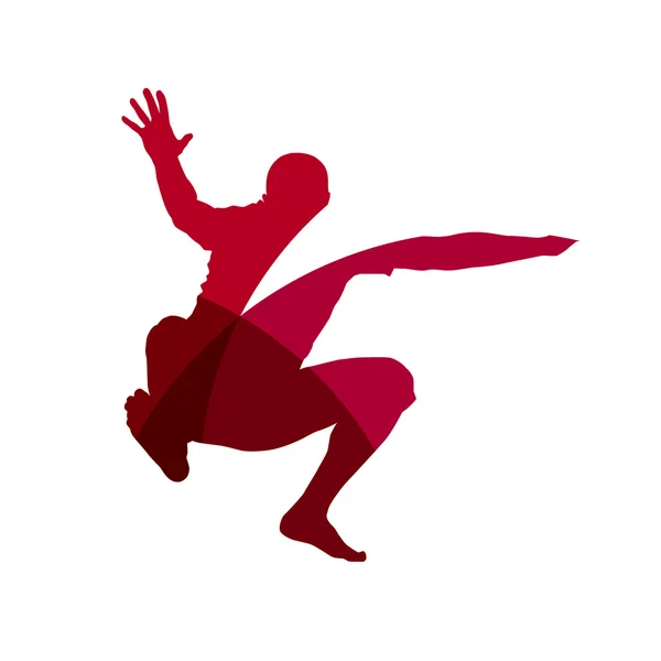 抽象的な赤いベクトル男ジャンプ。 — ストックベクタ