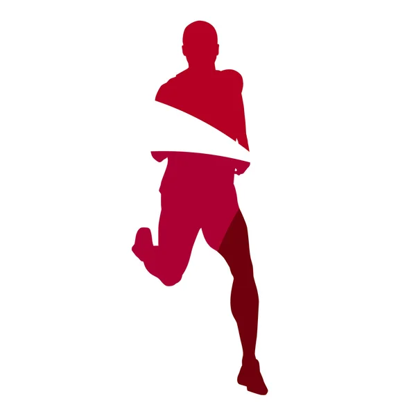 Soyut kırmızı erkek koşucu geometrik siluet — Stok Vektör