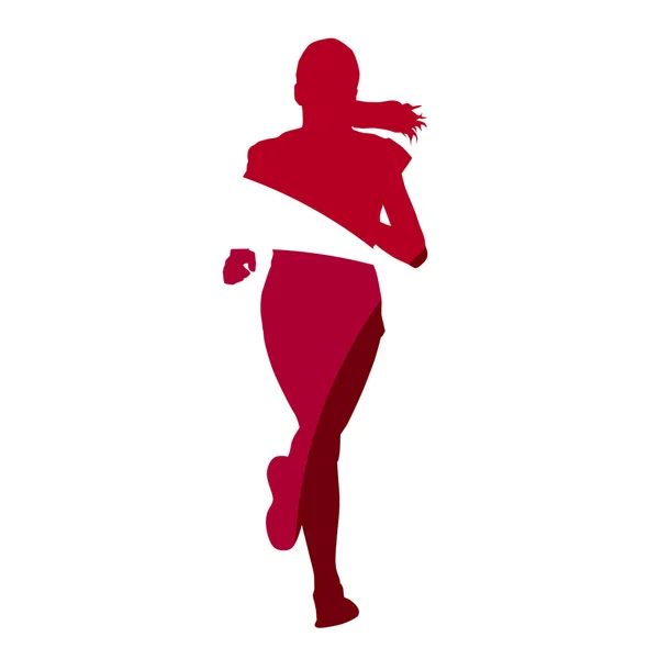 Abstracto chica roja corredor silueta geométrica — Vector de stock